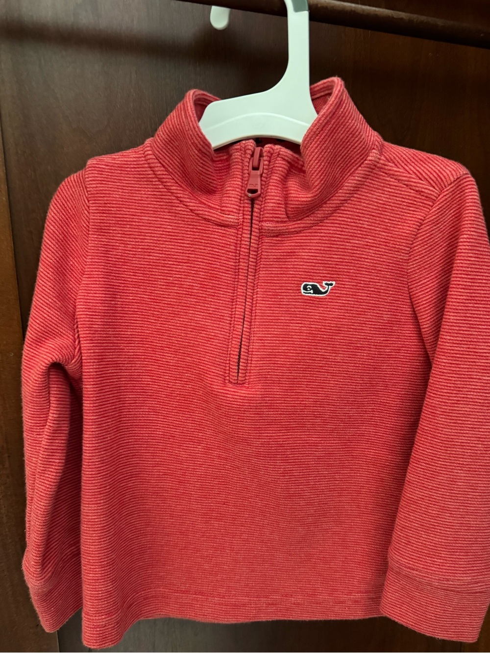 Vineyard Vines Kids Coral-Red Quarter Zip Sweatshirt 2T